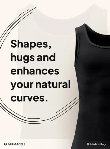 Vista 3 de Farmacell Camiseta sin mangas de compresión para hombre, ropa interior de algodón con control de abdomen, hecha en Italia, 417 Negro
