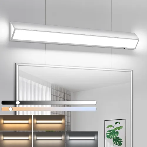 Vista 16 de Barra de luz LED moderna para tocador de baño (16 pulgadas, 5 CCT, regulable), accesorios de iluminación de pared de baño de acrílico moderno sobre
