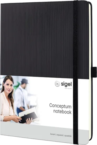 Vista 19 de Sigel CO116 Notebook CONCEPTUM®, negro, Tapa dura, forrado, tamaño A4+, con numerosas características