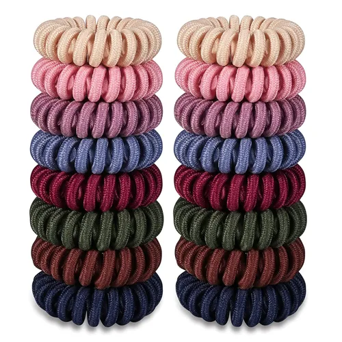 Vista 9 de Bandas para el cabello, paquete de 17 unidades, espirales, sin arrugas, multicolor, impermeable, cable de teléfono, accesorios para niña y mujer