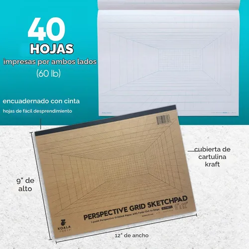 Vista 4 de Bloc grande de dibujo con perspectiva (1 y 2 puntos)