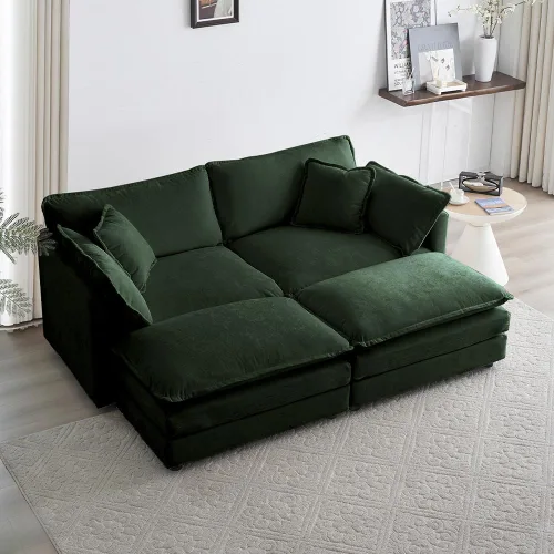 Vista 9 de WILLIAMSPACE Sofá individual de 41 pulgadas con otomana móvil, sillón tapizado moderno con 1 almohada, silla decorativa para sala de estar, sofá
