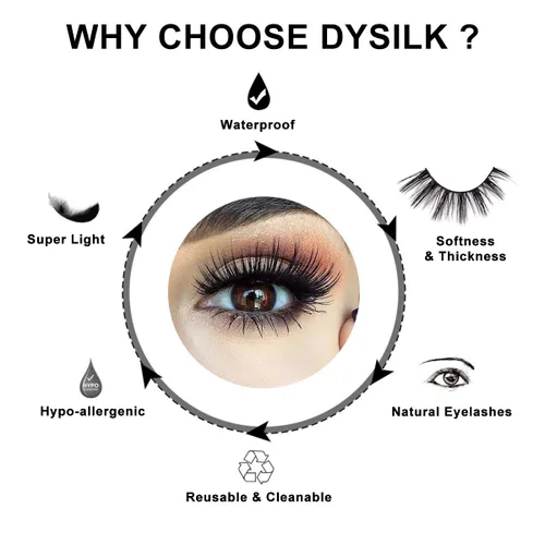 Vista 8 de DYSILK Pestañas postizas de visón, 5 pares de pestañas 6D, kit de extensión de pestañas de visón sintético, pestañas postizas, pestañas esponjosas