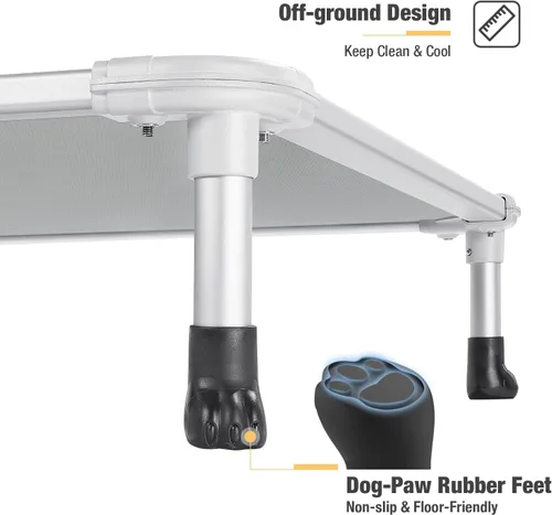 Vista 19 de Veehoo Cama elevada para perros a prueba de mordidas - Cuna elevada refrescante para mascotas - Marco de aluminio plateado y tela de malla