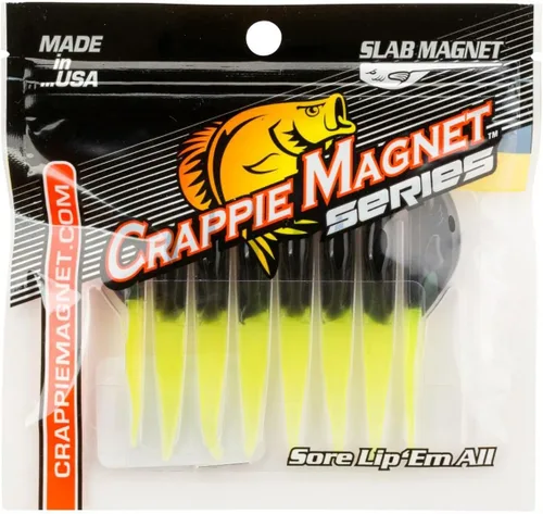 Vista 2 de Crappie Magnet Paquete de 8 piezas de cuerpo de imán de losa, negro/Chartreuse