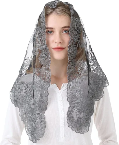 Vista 9 de Velo de encaje Mantilla Iglesia Católica Capilla Velo Cabeza Cubrir Misa Latina Negro