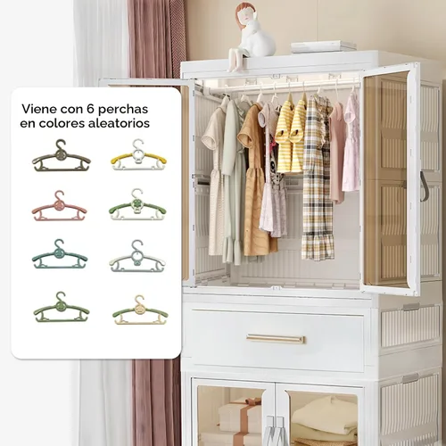 Vista 3 de Armario grande portátil para niños, armario de ropa para adultos, armario con cajones y puertas, organizador plegable de almacenamiento de disfraces