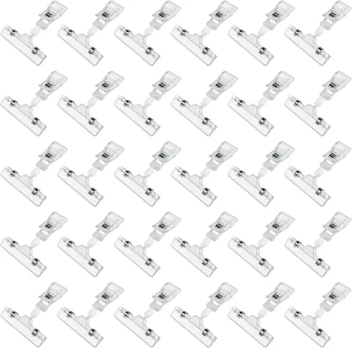 Vista 9 de Clips de etiqueta de precio giratorios de doble cara de plástico, paquete de 12 unidades para señales y exhibiciones de ropa