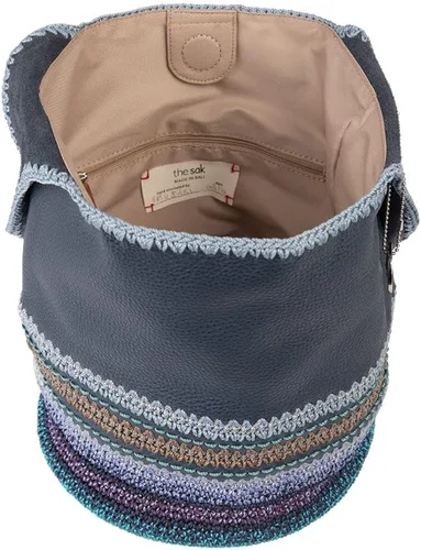 Vista 3 de The Sak Back To Bali 120 - Bolso Hobo en cuero y ganchillo bolso grande para hombro índigo Seminyak Seminyak índigo