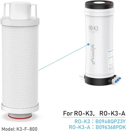 Vista 2 de Frizzlife K3-F-800 Cartucho de filtro de repuesto para filtros de agua de ósmosis inversa RO-K3 y RO-K3-A para debajo del fregadero - 1ª etapa