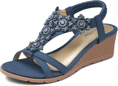 Vista 26 de TEMOFON Sandalias de plataforma elegantes de verano con tacón bajo para 25-albaricoque