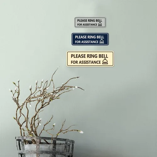 Vista 2 de Standard Please Ring Bell for Assistance (Bell) Sign (azul) - Pequeño