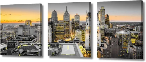 Vista 88 de TUMOVO Arte de pared en blanco y negro con paisaje urbano de Nueva York, decoración de pared de horizonte de Nueva York para sala de estar, puente