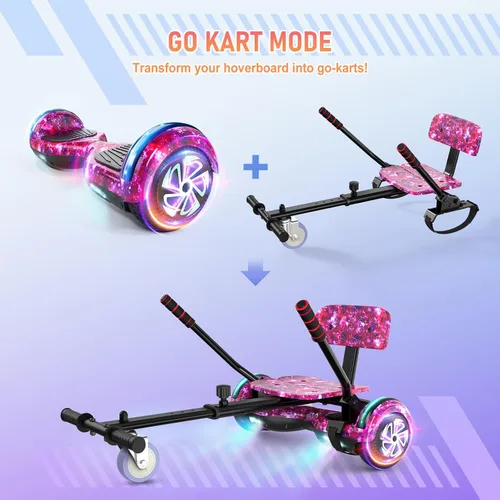 Vista 4 de LIEAGLE Self-Balancing Scooter with Seat Attachment Adjustable Frame B01-Púrpura con kart