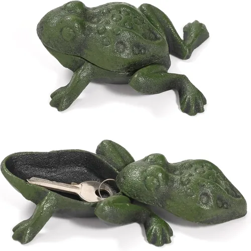 Vista 15 de Ocultador de llaves para exteriores, estatua de animal de hierro fundido y llaves para exteriores, soporte decorativo para llaves ocultas, antiguo