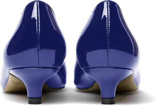 Vista 4 de MODENCOCO Zapatos de tacón bajo de patente sólida para mujer, con puntera puntiaguda, 1.5 pulgadas