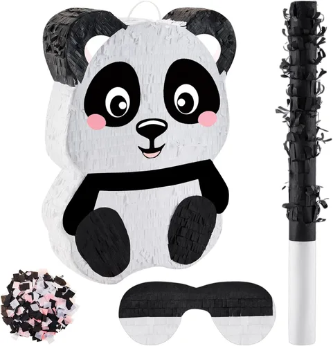 Vista 12 de Lewtemi Piñatas de excavadora para fiesta de cumpleaños con palo, venda para los ojos y confeti, suministros para fiesta de cumpleaños para adultos