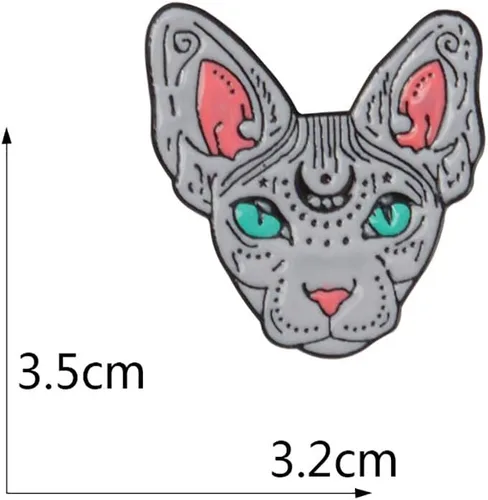 Vista 3 de shlutesoy Broche de solapa para hombre y mujer, diseño de gato, color blanco
