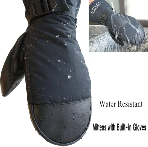 Vista 2 de HANDLANDY Guantes de esquí impermeables de invierno para hombres y mujeres, 3M Thinsulate resistentes al viento, guantes de nieve cálidos, guantes
