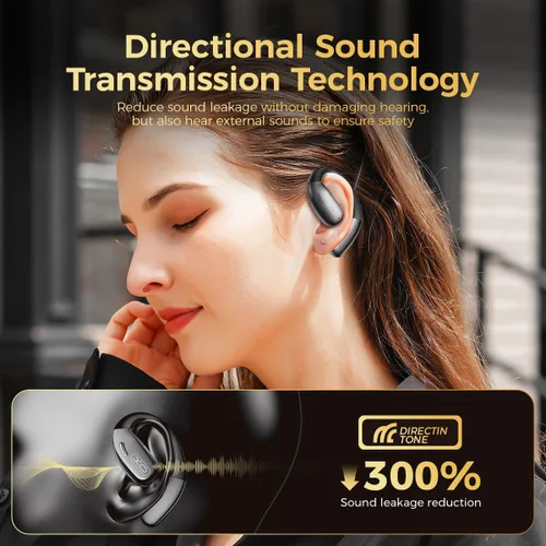 Vista 2 de Auriculares de oreja abierta, auriculares Bluetooth de 50 horas de reproducción con micrófono con cancelación de ruido, auriculares inalámbricos