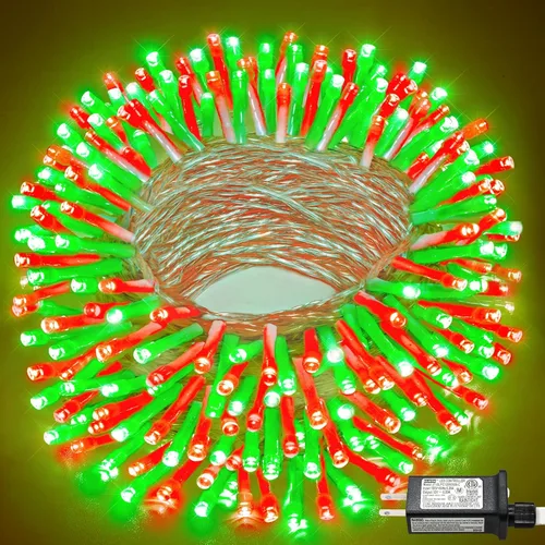 Vista 16 de Tira de 200 luces LED de 66 pies para exteriores, luces de Navidad conectables para interiores, cable transparente, impermeable, 8 modos de luces