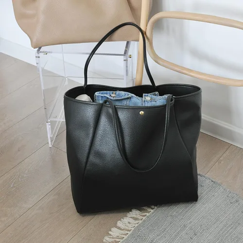 Vista 4 de HOXIS Bolso de mano de cuero PU de gran tamaño para mujer, bolso de fin de semana, bolso de viaje