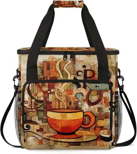 Vista 10 de Bolsa de viaje para cafetera con forma de donut para Keurig K-Mini/K-Mini Plus con aislamiento impermeable con bolsillos para K-Cup portátil de una