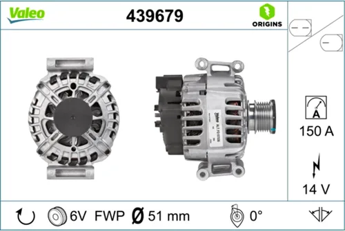 Vista 4 de Valeo 439679 Nuevo reemplazo de alternador premium para Mercedes-Benz C250 (2012-2015)
