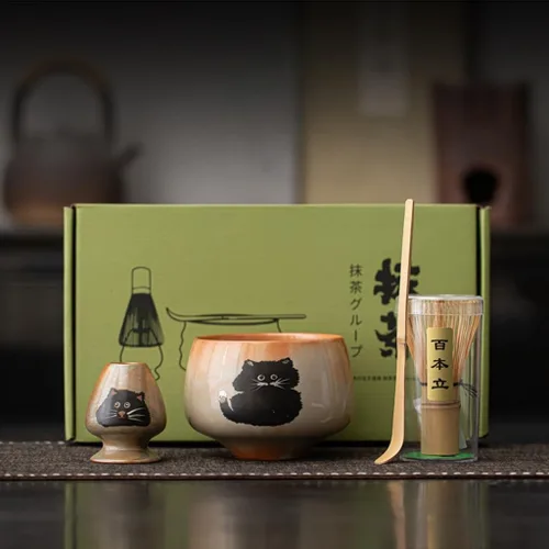 Vista 8 de Juego de batidor de matcha, juego de 4 piezas para ceremonia de matcha con batidor de matcha, cuchara de bambú de matcha, soporte para batidor