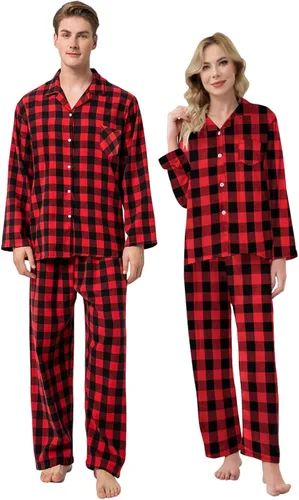 Vista 2 de Schbbbta Pijamas familiares de Navidad a juego para parejas, ropa de dormir de manga larga