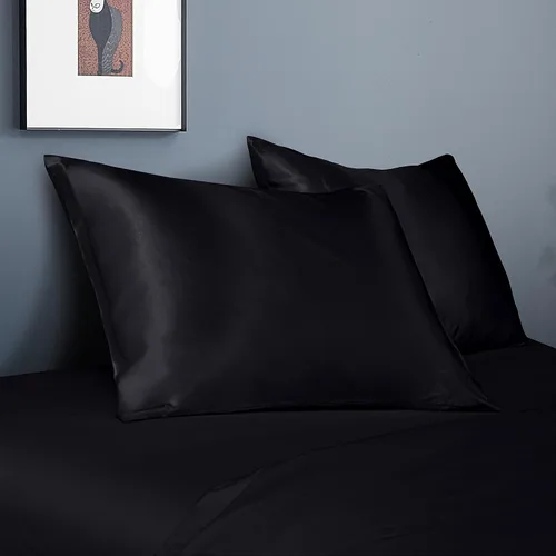 Vista 3 de BEDSUM Paquete de 2 fundas de almohada de satén de seda King para cabello y piel, suaves y lujosas, fundas de almohada con cierre de sobre, 20 x 36