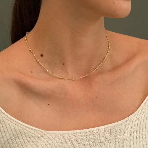 Vista 3 de CHESKY - Gargantilla de oro para mujer, chapado en plataoro de 14 quilates, gargantilla de cuentas satélite, delgada, de moda, collares de clip
