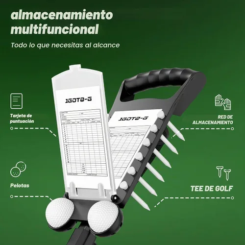 Vista 6 de Carrito de golf ajustable de 2 ruedas – Carrito de golf junior para edades de 3 a adultos, soporte superior ajustable y altura de mango