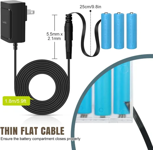 Vista 3 de Lenink Adaptador de fuente de alimentación, transfiere 3 pilas AA a eléctricas, color negro