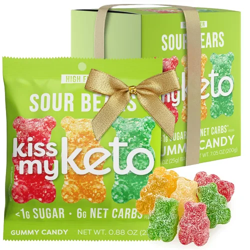 Vista 22 de Kiss My Keto Gomitas sin azúcar, mordeduras de bayas, paquete de 8 – Satisface los antojos mientras te mantienes en cetosis – Alto en fibra, 0.17 oz