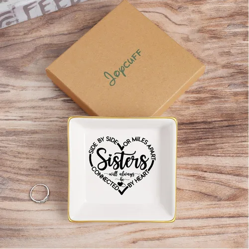 Vista 3 de JoycuFF Bandeja de cerámica para regalar a hermana de parte de la hermana, regalos para su hermana, cumpleaños, día de la madre, día de Acción