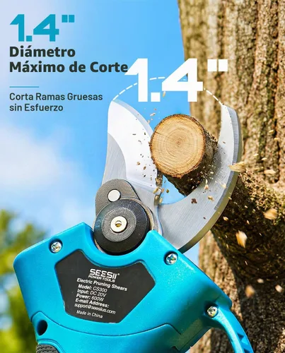 Vista 3 de SEESII Tijeras de podar eléctricas, podadora inalámbrica de corte de 1.4