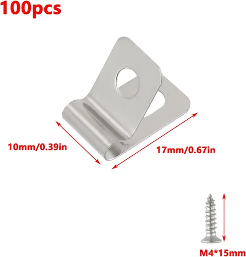 Vista 2 de Antrader Clips de cable tipo R, abrazaderas de cable de 0.12 pulgadas con tornillos, acero inoxidable 304, 100