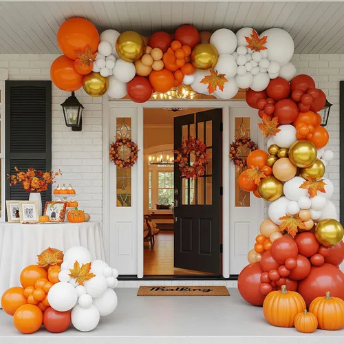 Vista 11 de Kit de arco de guirnalda de globos neutros con temática de safari de otoño, marrón oscuro, naranja quemado, arena blanca, globos bohemios