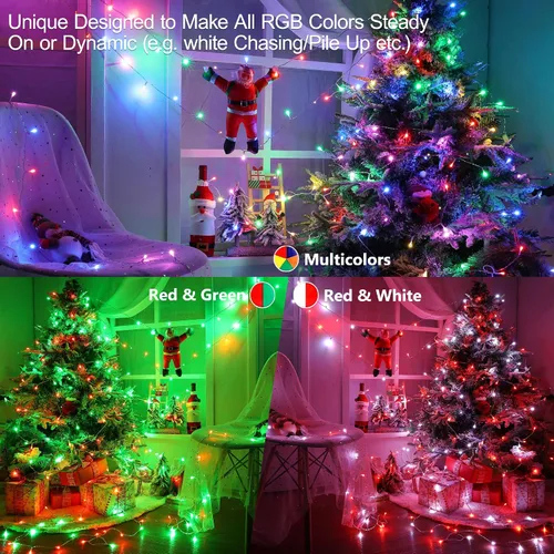 Vista 4 de Brizled Cadena de luces que cambian de color, 33 pies, 100 luces LED pasrel de Pascua con control remoto, cadena de luces RGB regulables, cable