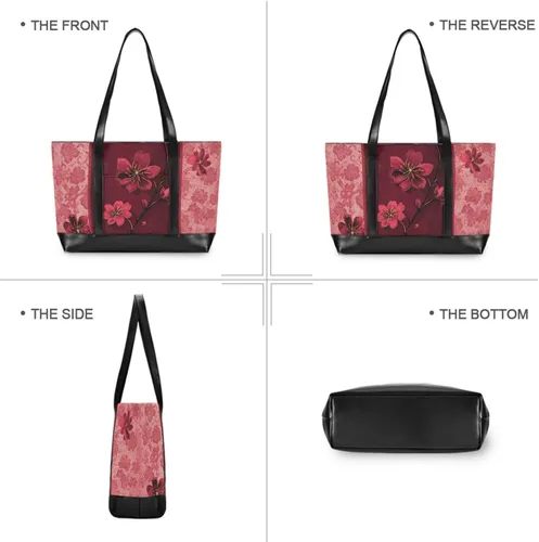 Vista 5 de Estilo chino floral elegante rojo elegante bolsas de asas para las mujeres portátil con cremallera bolsa de viaje para las mujeres trabajo
