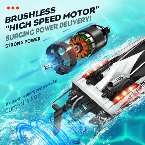 Vista 3 de BEZGAR Bote RC, barco de control remoto sin escobillas grande de 18 pulgadas para adultos y niños, botes de velocidad RC grandes y rápidos de 55 KPH