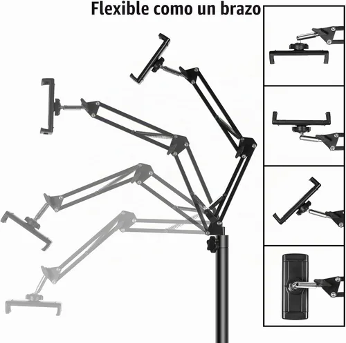 Vista 8 de Lucky Trip Soporte de suelo para tablet con base estable de doble resistencia que nunca se vuelca, altura ajustable, giratoria, soporte