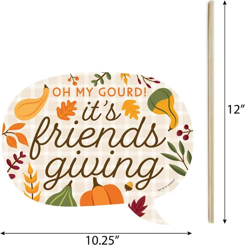 Vista 5 de Big Dot of Happiness Funny Fall Friends - Kit de accesorios para cabina de fotos para fiesta de Acción de Gracias, 10 piezas