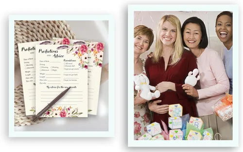 Vista 5 de BOHO - Tarjetas de predicción y consejos – Paquete de 25 – Juegos de baby shower BOHEMIAN Pink GIRL, deseos florales para nuevos padres, mamá y papá