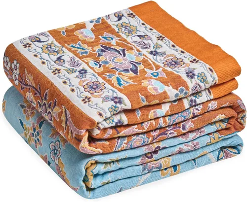 Vista 38 de LUTBM Manta bohemia para sofá de 50 x 60 pulgadas, 100% algodón, suave Animal-pájaro-a