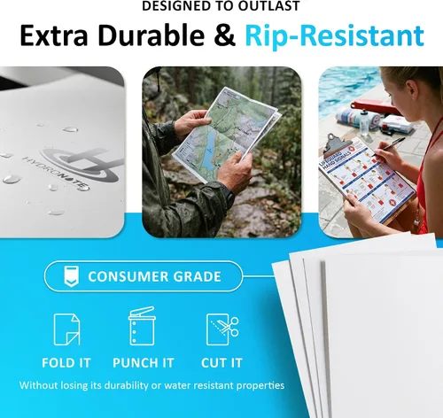 Vista 3 de TerraSlate Papel impermeable Hydronote - Papel de copia multiusos de 54 libras de 8.5 x 11 pulgadas, 100 hojas, impresora de inyección de tinta