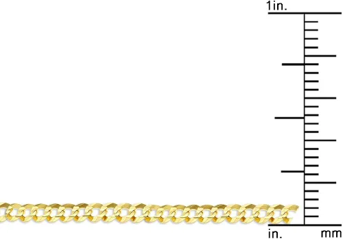 Vista 4 de Luxurman Collar de cadena cubana de oro amarillo sólido de 10 quilates, 0.110in de ancho con cierre de langosta