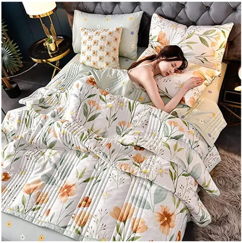 Vista 6 de ZTGL Edredón de verano fino, ligero, acolchado alternativo al plumón, manta de cama suave y ligera para todas las estaciones, lavable a máquina, A