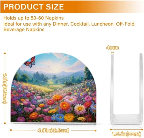 Vista 3 de Servilleteros de flores de primavera con mariposas para mesas, servilleteros de acrílico transparente, servilleteros de cóctel para cocina